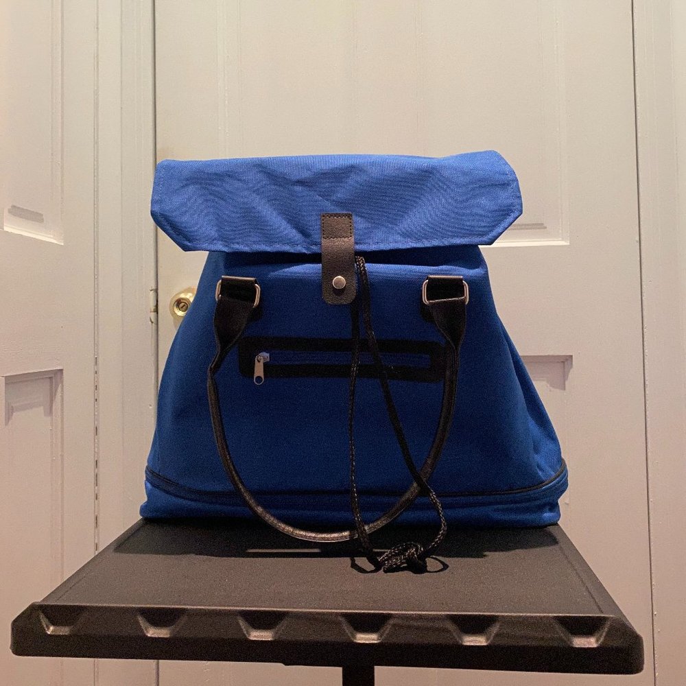 Blue Expandable Drawstring Tote Bag